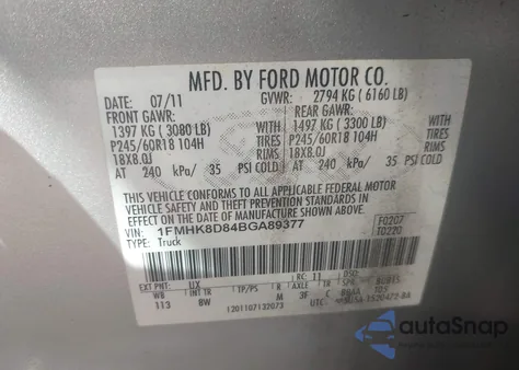 2011 Ford Explorer Xlt z USA, uszkodzony, nr VIN 1FMHK8D84BGA89377